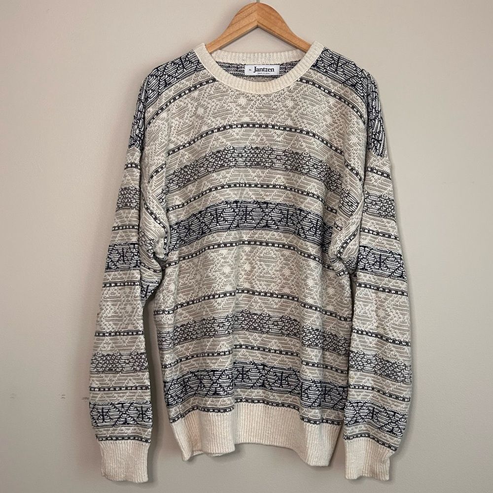 Vintage Jantzen 90's Nordic Pattern Crewneck Pullover Sweater Size XL